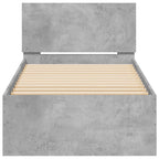 Bettgestell mit Kopfteil und LED-Leuchten Betongrau 75x190 cm
