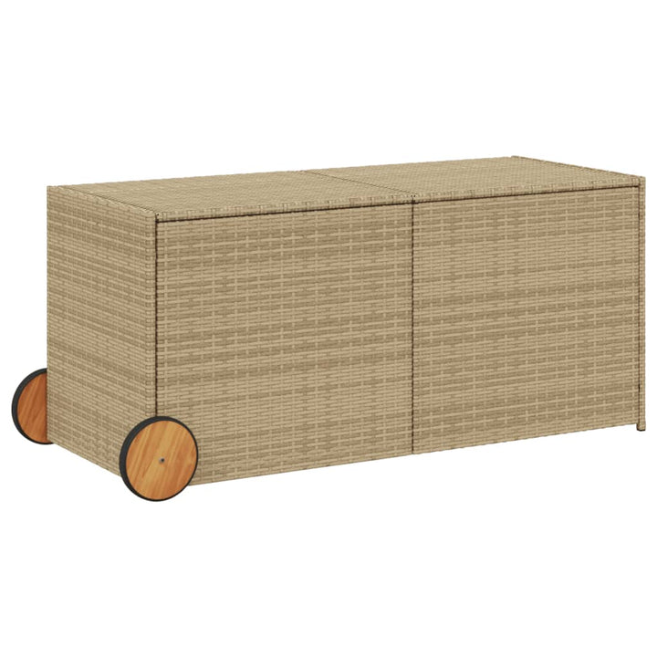 Gartentruhe mit Rollen Beige 283L Poly Rattan