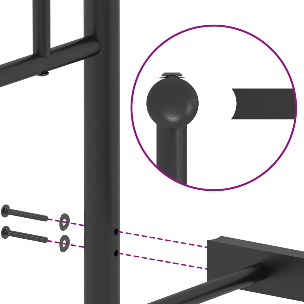 Bettgestell mit Kopfteil Metall Schwarz 107x203 cm