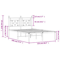 Bettgestell mit Kopfteil Metall Schwarz 120x190 cm