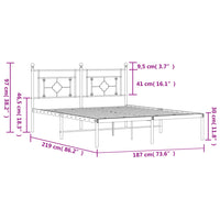 Bettgestell mit Kopfteil Metall Schwarz 183x213 cm