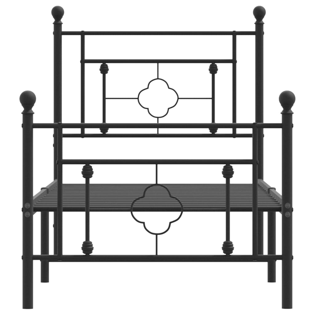 Bettgestell mit Kopf- und Fußteil Metall Schwarz 75x190 cm