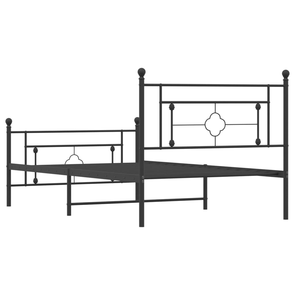 Bettgestell mit Kopf- und Fußteil Metall Schwarz 107x203 cm