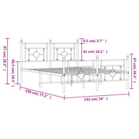 Bettgestell mit Kopf- und Fußteil Metall Schwarz 135x190 cm