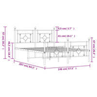 Bettgestell mit Kopf- und Fußteil Metall Schwarz 140x200 cm