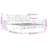 Bettgestell mit Kopf- und Fußteil Metall Schwarz 150x200 cm