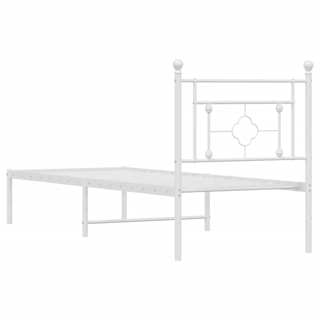 Metallbett ohne Matratze mit Kopfteil Weiß 75x190 cm