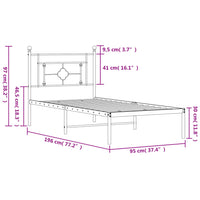 Bettgestell mit Kopfteil Metall Weiß 90x190 cm