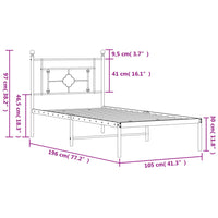 Bettgestell mit Kopfteil Metall Weiß 100x190 cm