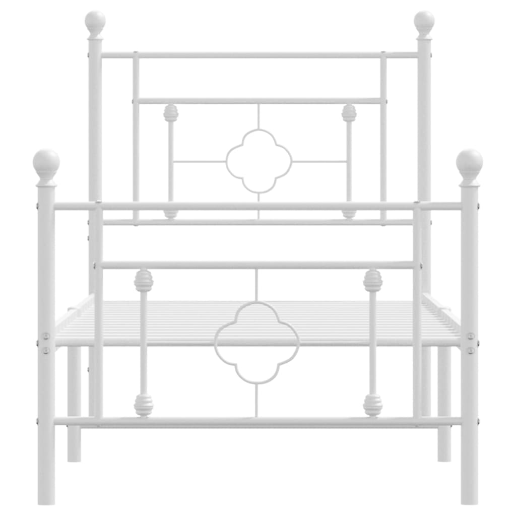 Bettgestell mit Kopf- und Fußteil Metall Weiß 80x200 cm