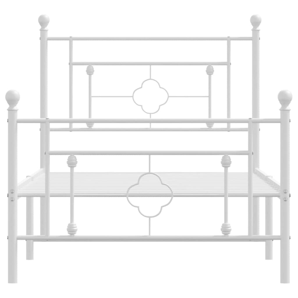 Bettgestell mit Kopf- und Fußteil Metall Weiß 90x190 cm