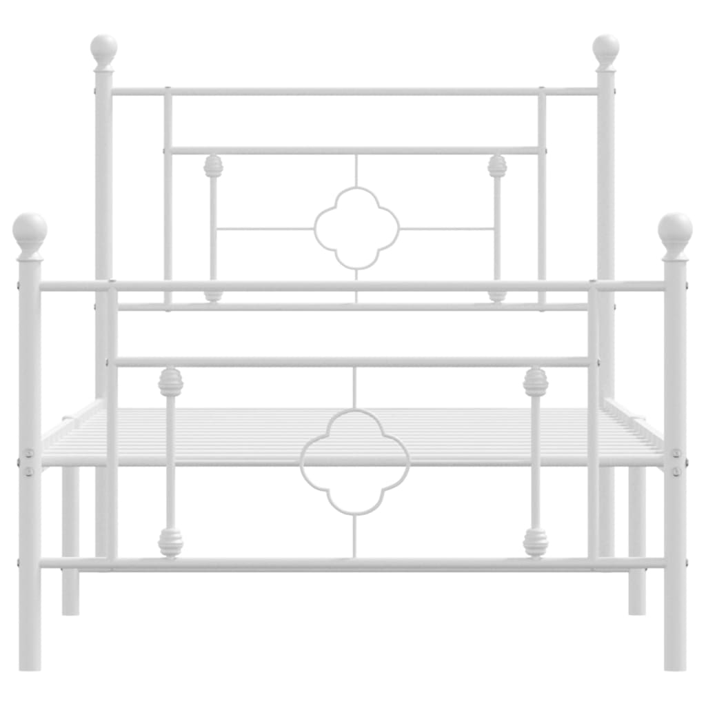 Bettgestell mit Kopf- und Fußteil Metall Weiß 90x200 cm