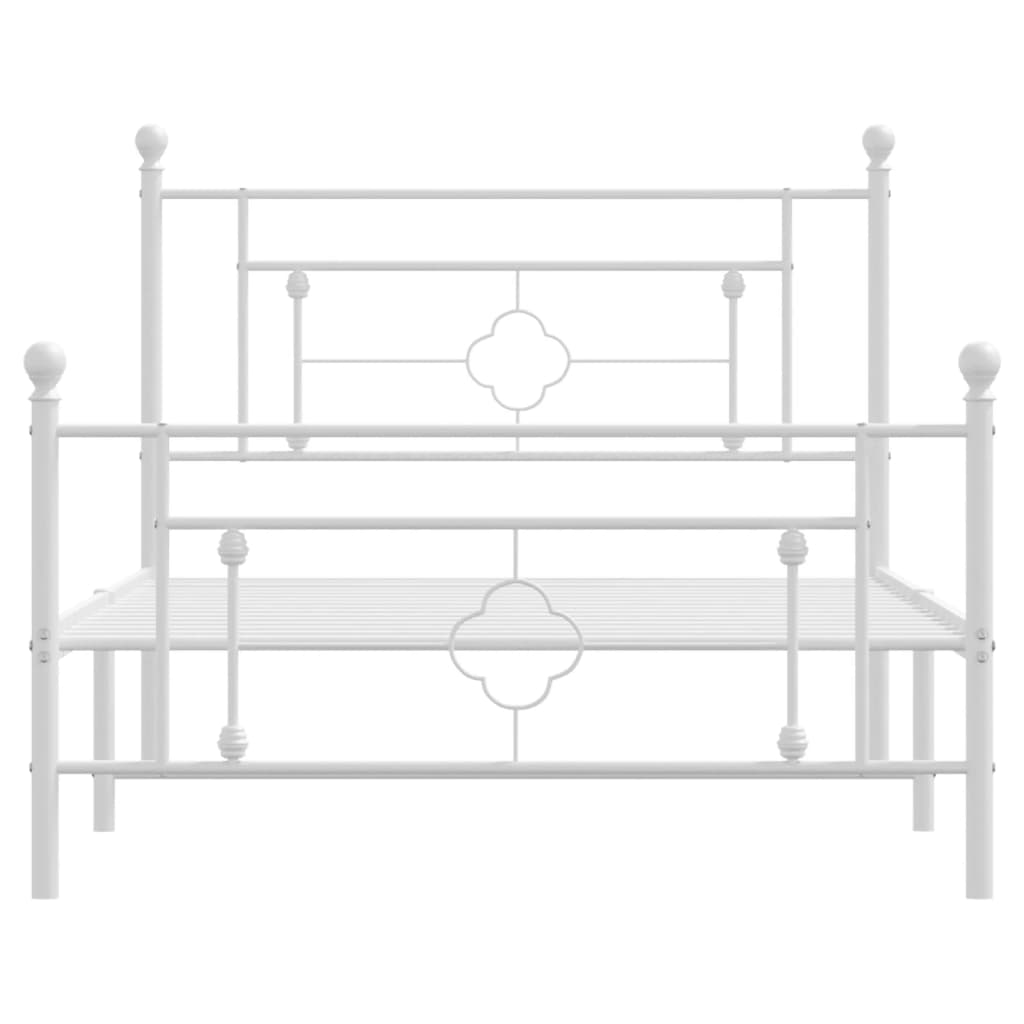 Bettgestell mit Kopf- und Fußteil Metall Weiß 107x203 cm