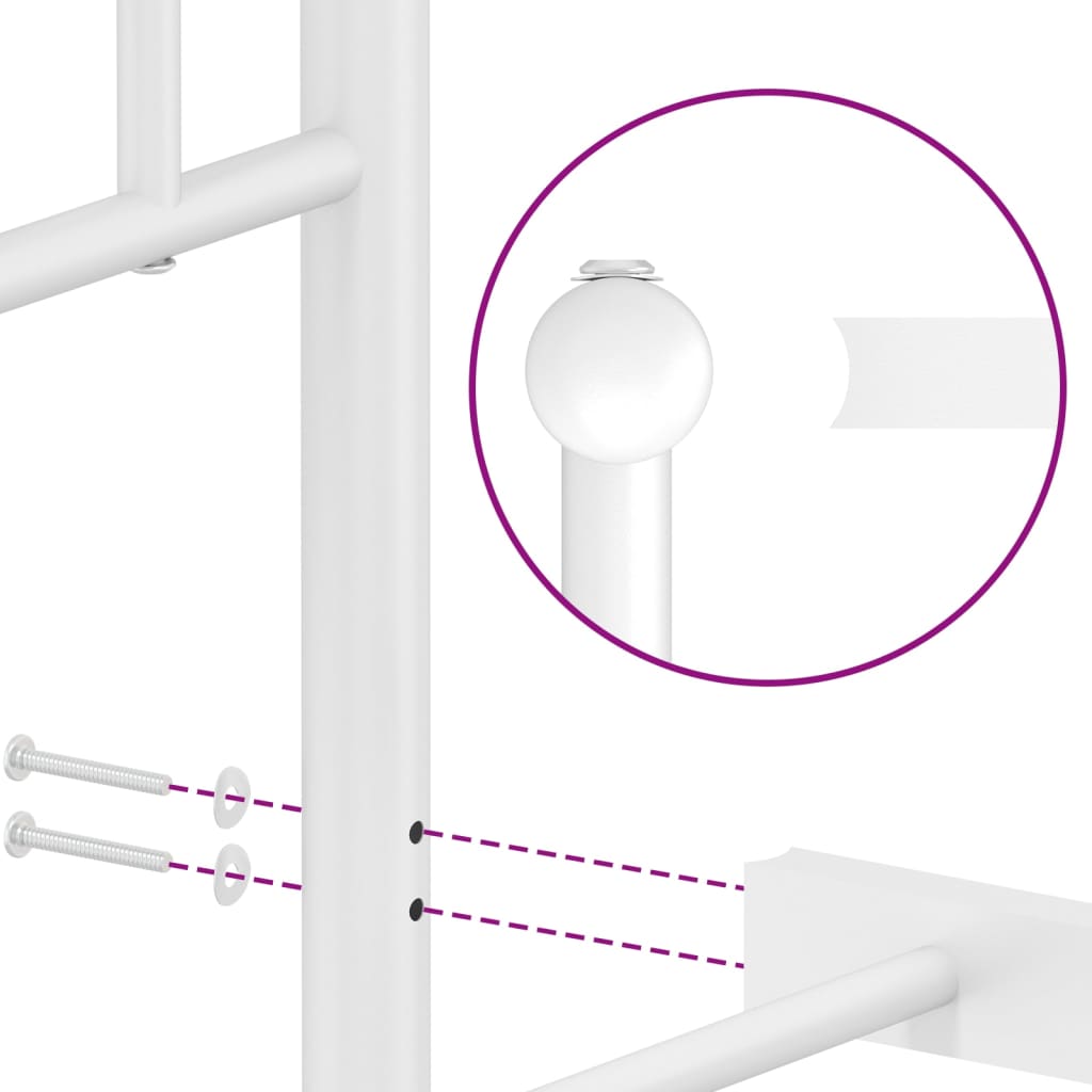 Bettgestell mit Kopf- und Fußteil Metall Weiß 193x203 cm