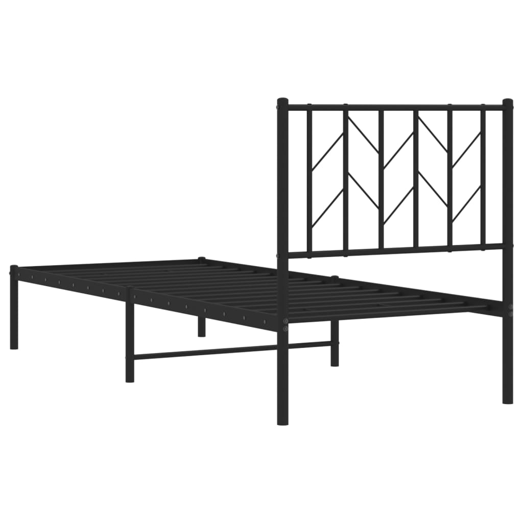 Bettgestell mit Kopfteil Metall Schwarz 75x190 cm