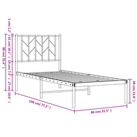 Bettgestell mit Kopfteil Metall Schwarz 75x190 cm