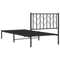 Bettgestell mit Kopfteil Metall Schwarz 90x190 cm