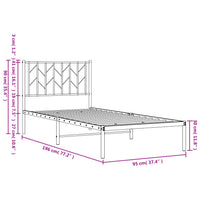 Bettgestell mit Kopfteil Metall Schwarz 90x190 cm