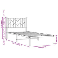 Bettgestell mit Kopfteil Metall Schwarz 90x200 cm