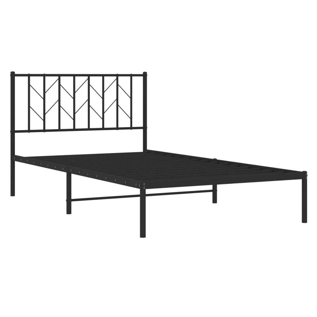 Bettgestell mit Kopfteil Metall Schwarz 107x203 cm