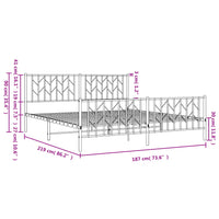 Bettgestell mit Kopf- und Fußteil Metall Schwarz 183x213 cm