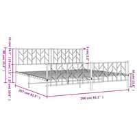 Bettgestell mit Kopf- und Fußteil Metall Weiß 200x200 cm