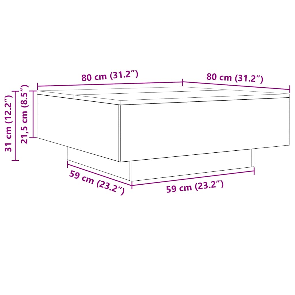 Couchtisch Sonoma-Eiche 80x80x31 cm Holzwerkstoff