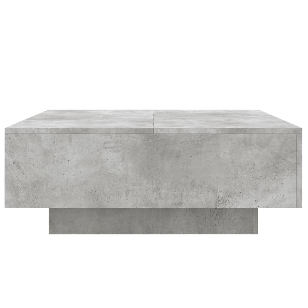 Couchtisch mit LED-Leuchten Betongrau 80x80x31 cm