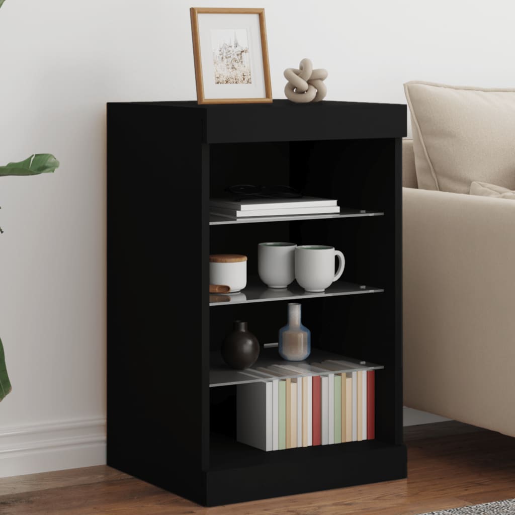 Sideboard mit LED-Leuchten Schwarz 41x37x67 cm