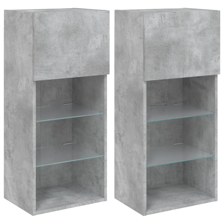 TV-Schränke mit LED-Leuchten 2 Stk. Betongrau 40,5x30x90 cm