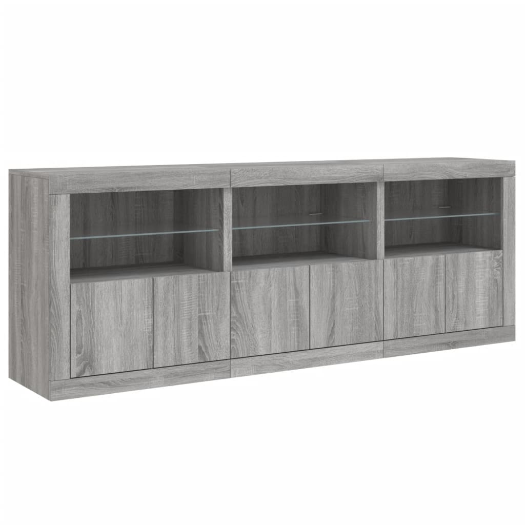 Sideboard mit LED-Leuchten Grau Sonoma 181,5x37x67 cm