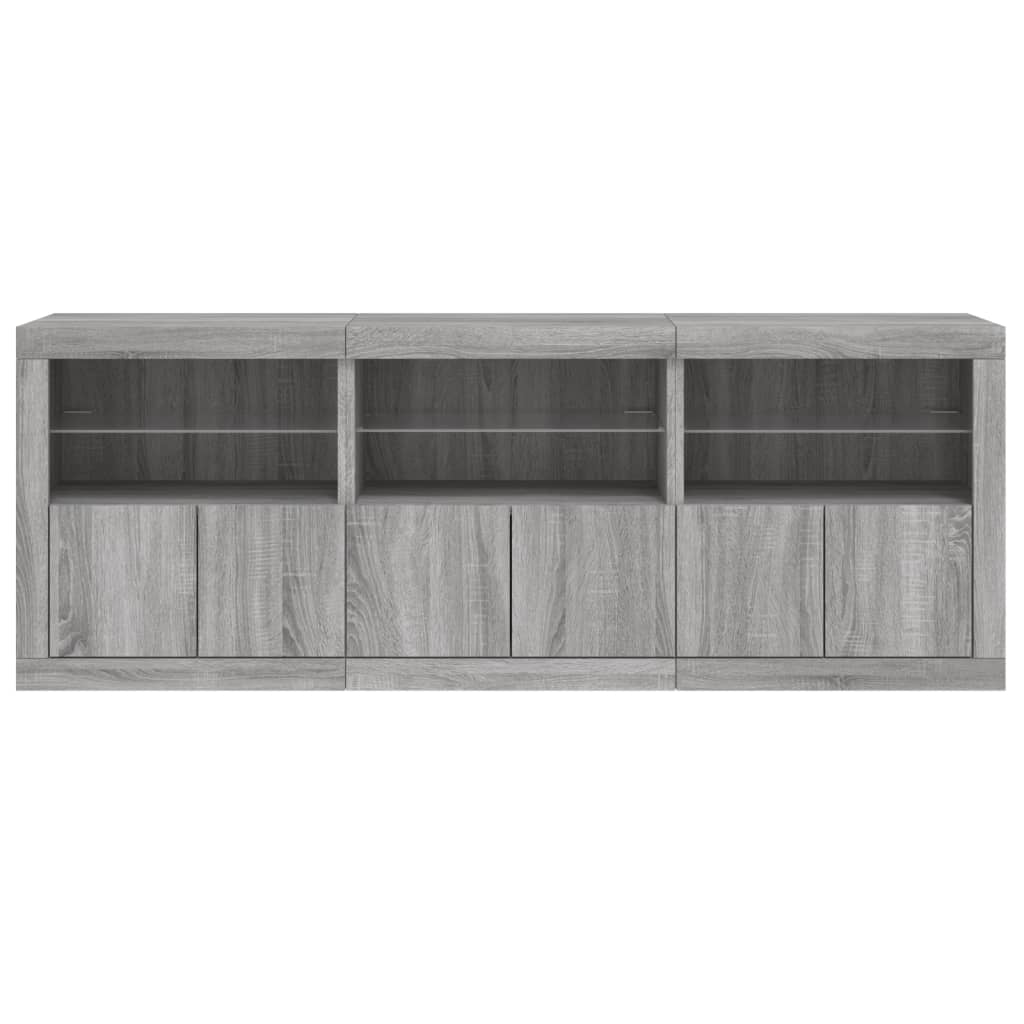 Sideboard mit LED-Leuchten Grau Sonoma 181,5x37x67 cm