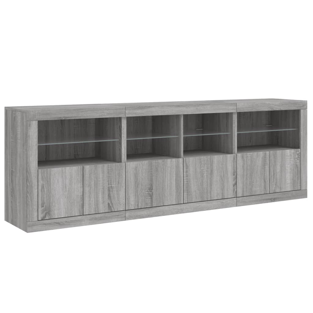 Sideboard mit LED-Leuchten Grau Sonoma 202x37x67 cm