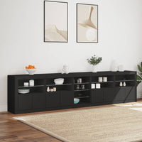 Sideboard mit LED-Leuchten Schwarz 283x37x67 cm