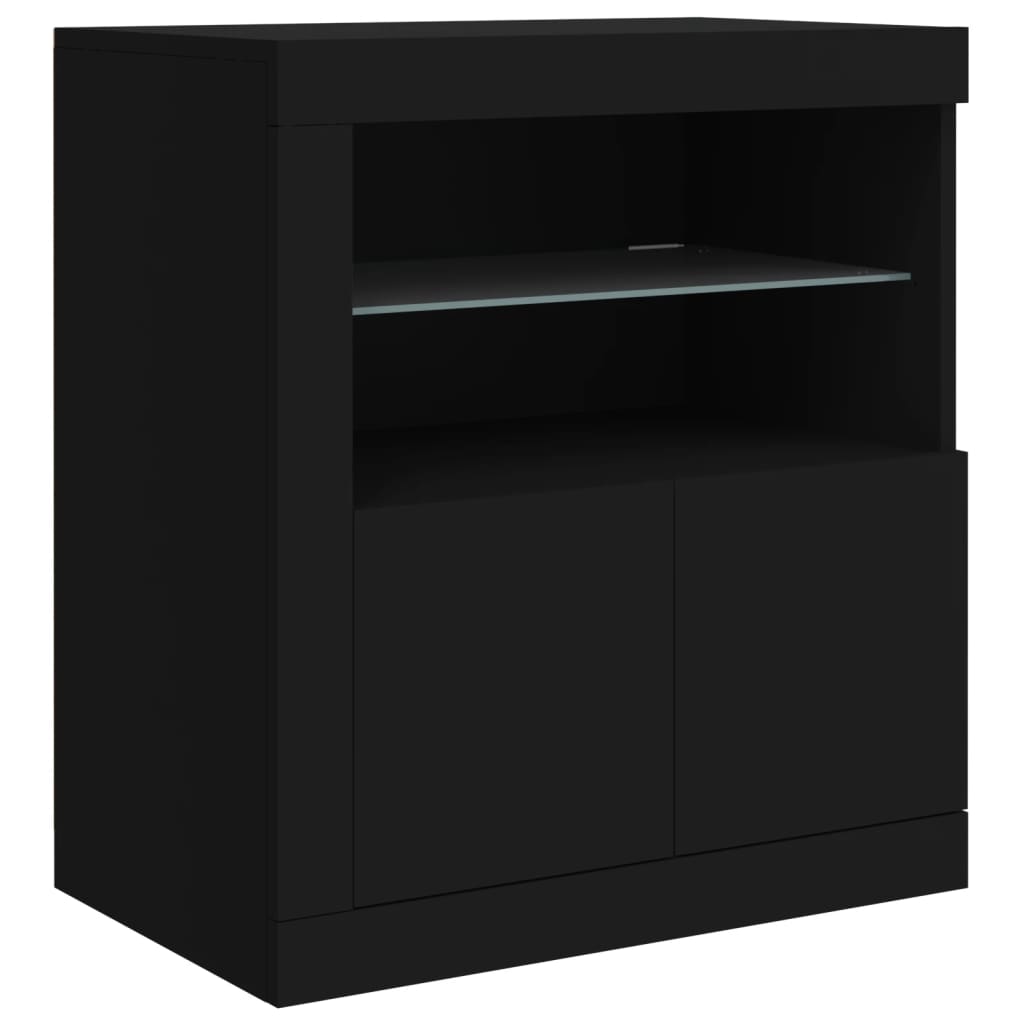 Sideboard mit LED-Leuchten Schwarz 283x37x67 cm