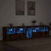 Sideboard mit LED-Leuchten Räuchereiche 283x37x67 cm