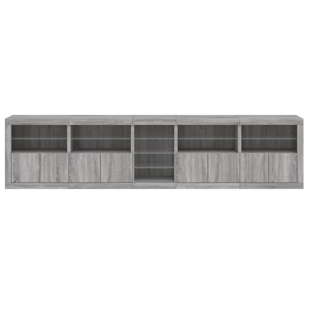 Sideboard mit LED-Leuchten Grau Sonoma 283x37x67 cm