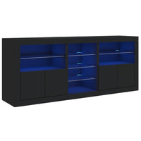 Sideboard mit LED-Leuchten Schwarz 162x37x67 cm