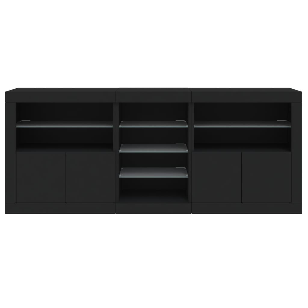 Sideboard mit LED-Leuchten Schwarz 162x37x67 cm