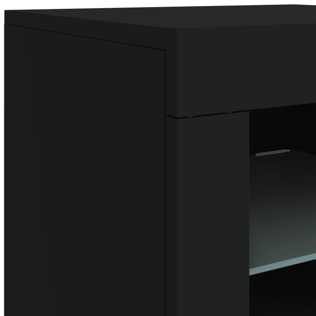 Sideboard mit LED-Leuchten Schwarz 162x37x67 cm