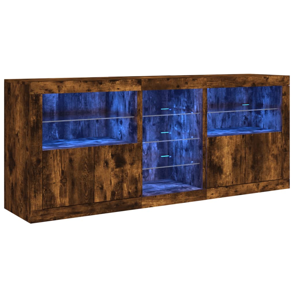 Sideboard mit LED-Leuchten Räuchereiche 162x37x67 cm