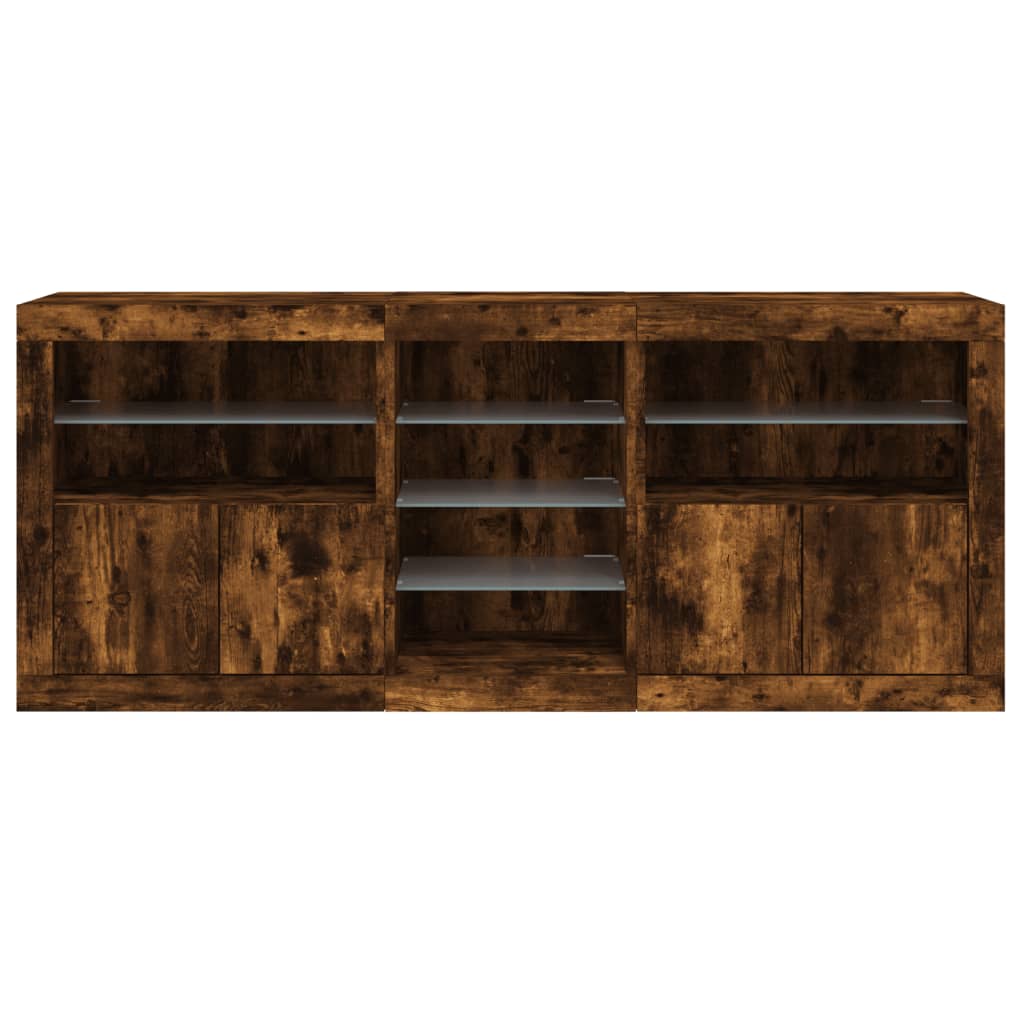 Sideboard mit LED-Leuchten Räuchereiche 162x37x67 cm