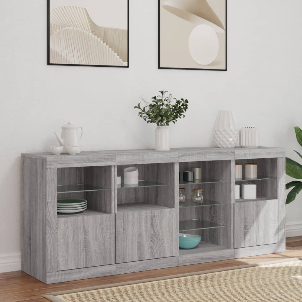 Sideboard mit LED-Leuchten Grau Sonoma 164x37x67 cm