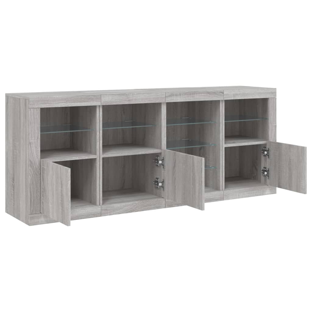 Sideboard mit LED-Leuchten Grau Sonoma 164x37x67 cm