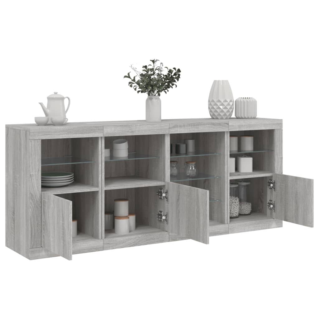 Sideboard mit LED-Leuchten Grau Sonoma 164x37x67 cm