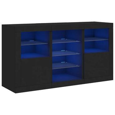 Sideboard mit LED-Leuchten Schwarz 123x37x67 cm