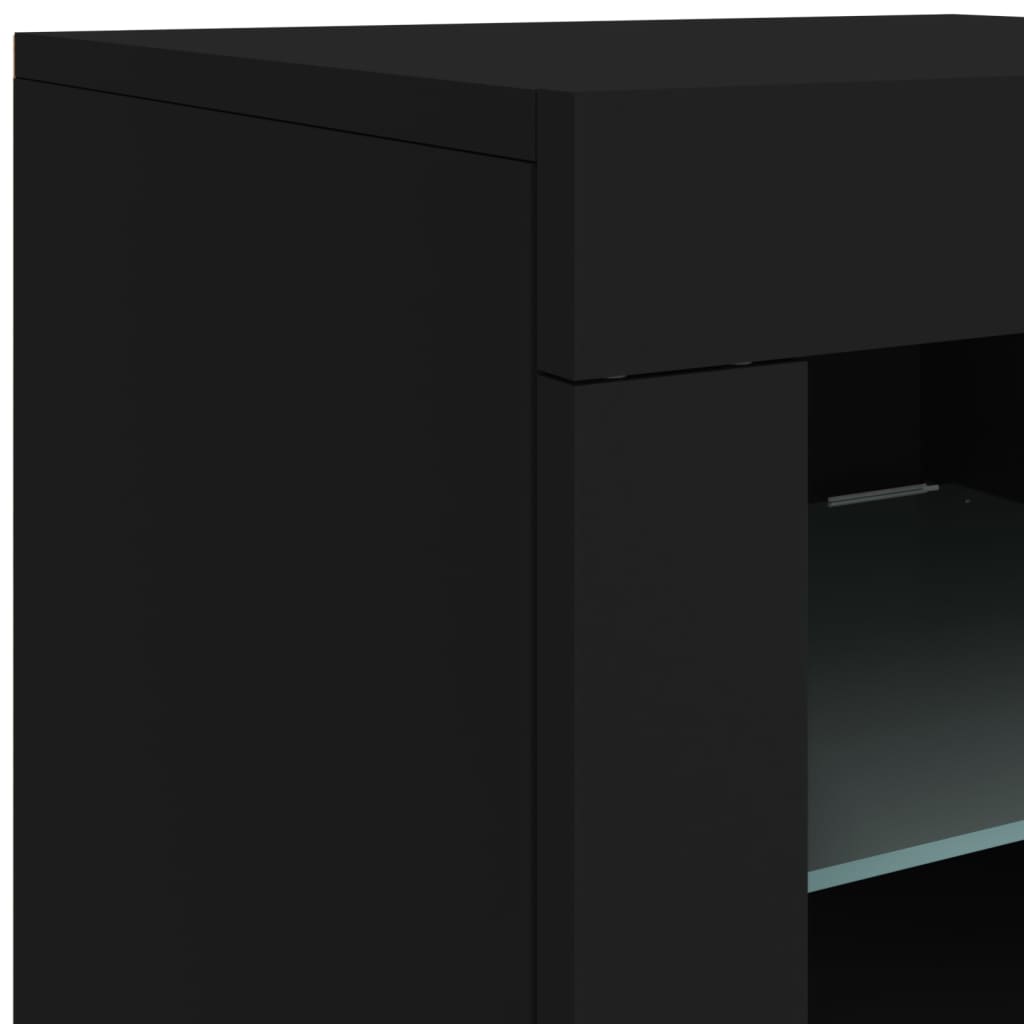 Sideboard mit LED-Leuchten Schwarz 123x37x67 cm