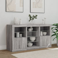 Sideboard mit LED-Leuchten Grau Sonoma 123x37x67 cm