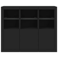 Sideboards mit LED-Leuchten 3 Stk. Schwarz Holzwerkstoff