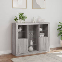 Sideboards mit LED-Leuchten 3 Stk. Grau Sonoma Holzwerkstoff